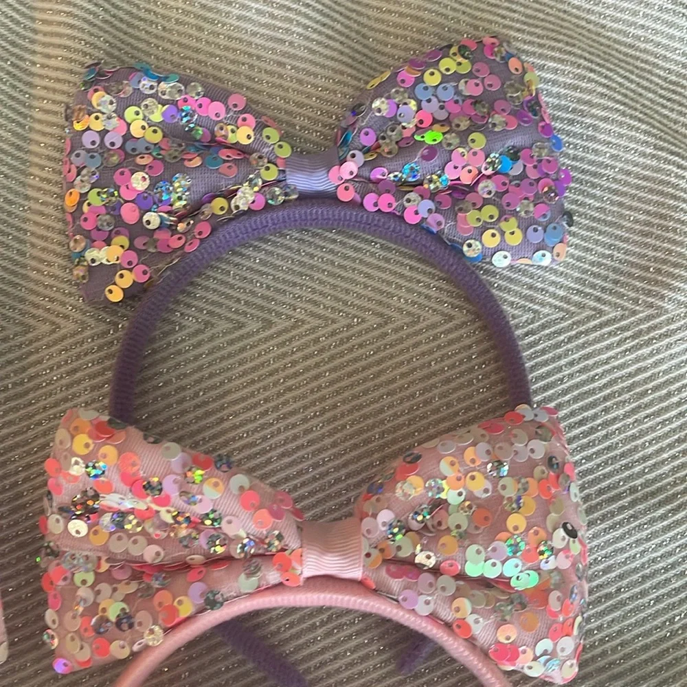 New pink and purple sequin headbands set of six new in bag